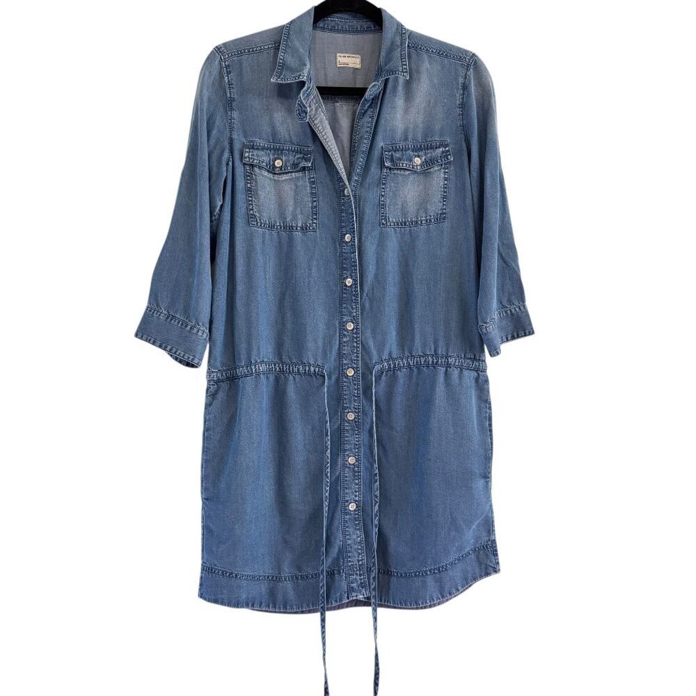 Club Monaco Women's Blue 3/4 Sleeve Button Down Denim Dress Size 0 - Picture 1 of 11